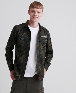 Superdry Military Storm Férfi Hosszú Ujjú Ing Zöld/Camo | KSJMO7143